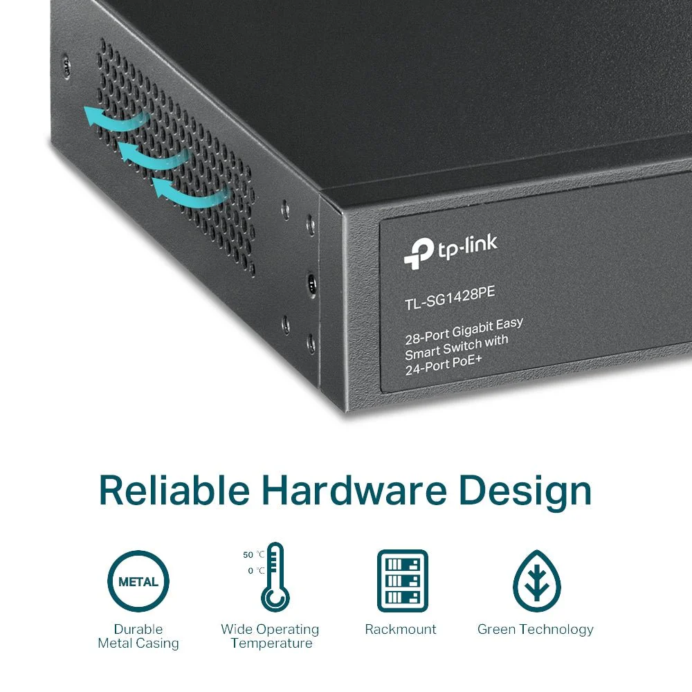 TP-Link TL-SG1428PE 28-Port Gigabit Easy Smart PoE Switch with 24-Port PoE+ - Image 7