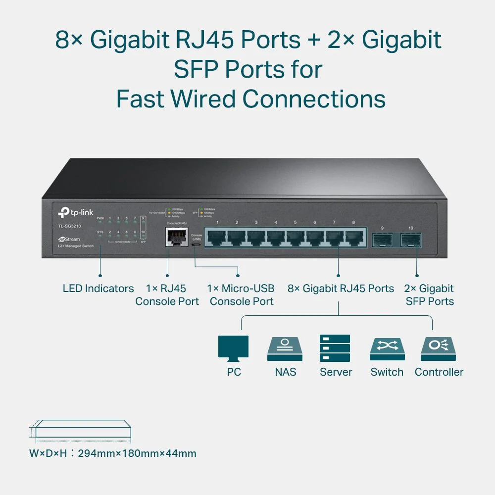TP-Link TL-SG3210 JetStream 8-Port Gigabit L2+ Managed Switch with 2 SFP - Image 4