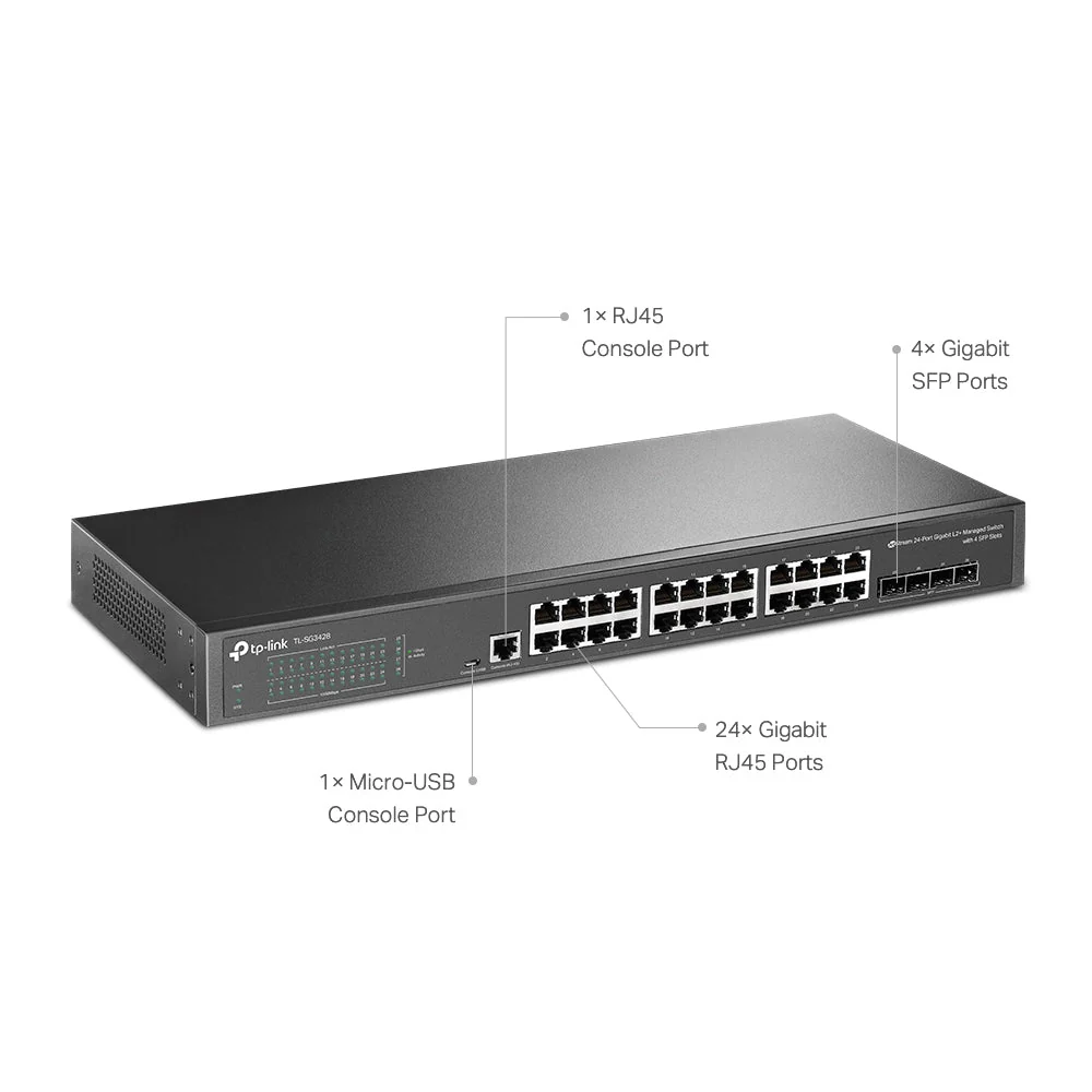 TP-Link TL-SG3428 JetStream 24-Port Gigabit L2+ Managed Switch with 4 SFP - Image 2
