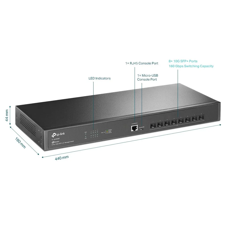 TP-Link TL-SX3008F JetStream 8-Port 10GE SFP+ L2+ Managed Switch - Image 3