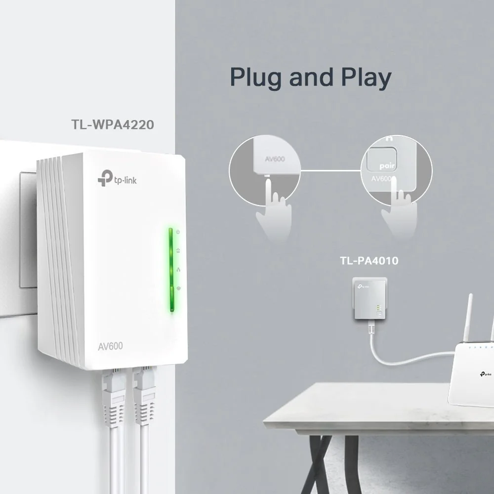 TP-Link TL-WPA4220 KIT 300Mbps AV600 Wi-Fi Powerline Extender Starter Kit - Image 5