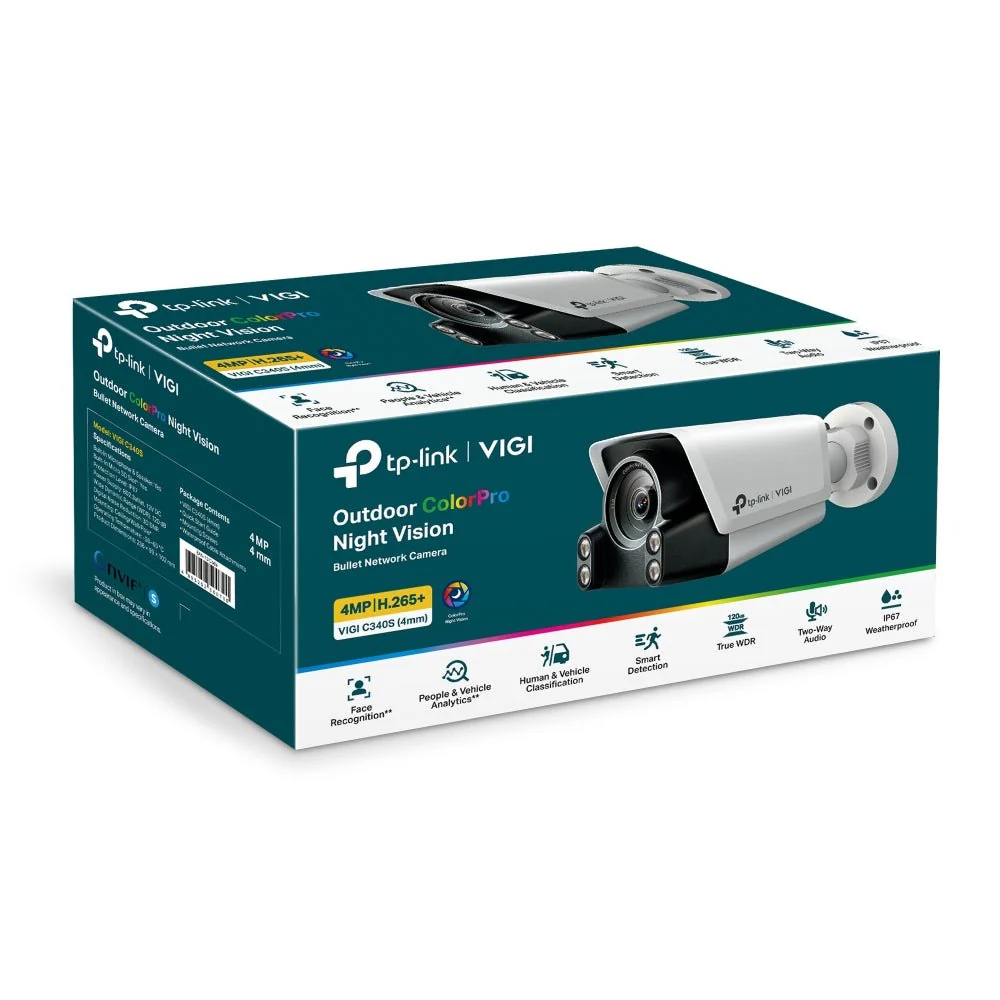 TP-Link VIGI C340S 4MP Outdoor ColorPro Night Vision Bullet Network Camera - Image 3
