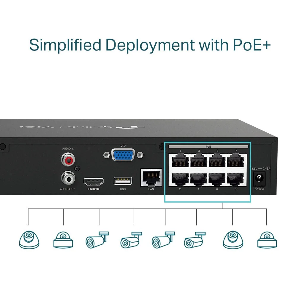 TP-Link VIGI NVR1008H-8MP 8 Channel PoE+ Network Video Recorder - Image 5