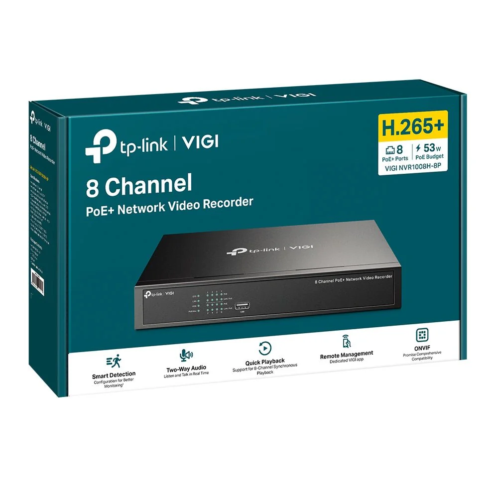 TP-Link VIGI NVR1008H-8P 8 Channel PoE+ Network Video Recorder - Image 5
