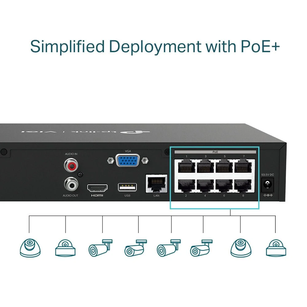TP-Link VIGI NVR1008H-8P 8 Channel PoE+ Network Video Recorder - Image 7