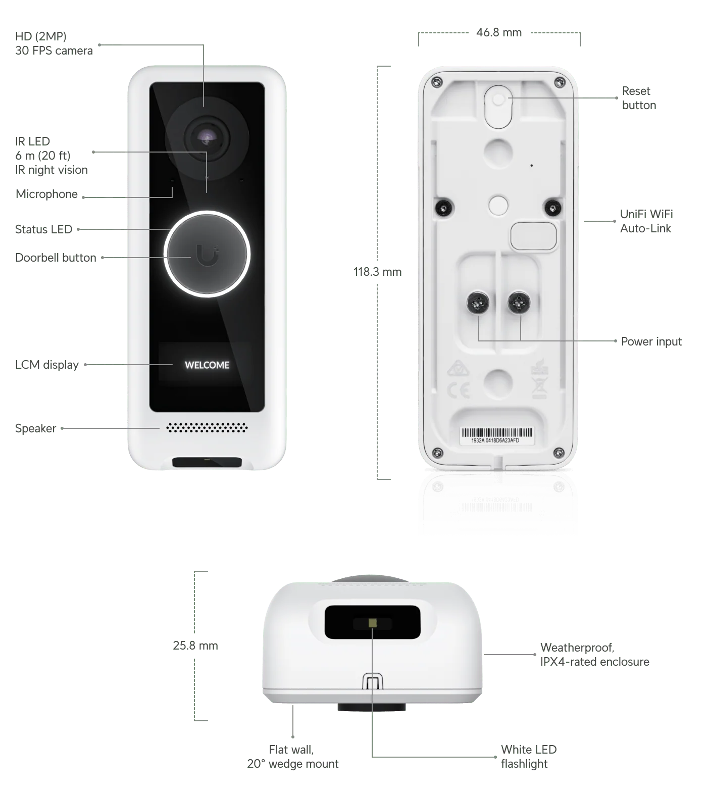 Ubiquiti UVC G4 Doorbell WiFi FHD 2MP 155° Camera with Porch Light - Image 13